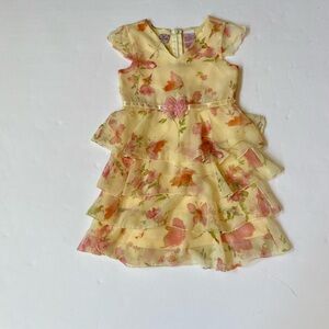 Little Lindsey Floral Yellow and Pink Kids Dress  Girls Toddler Size 3T